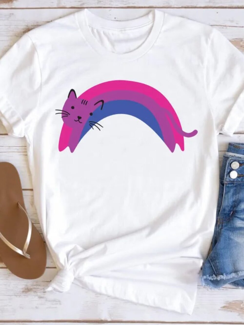 Bisexual Rainbow Cat Shirt, Pride Shirt, LGBTQ Tee Gift